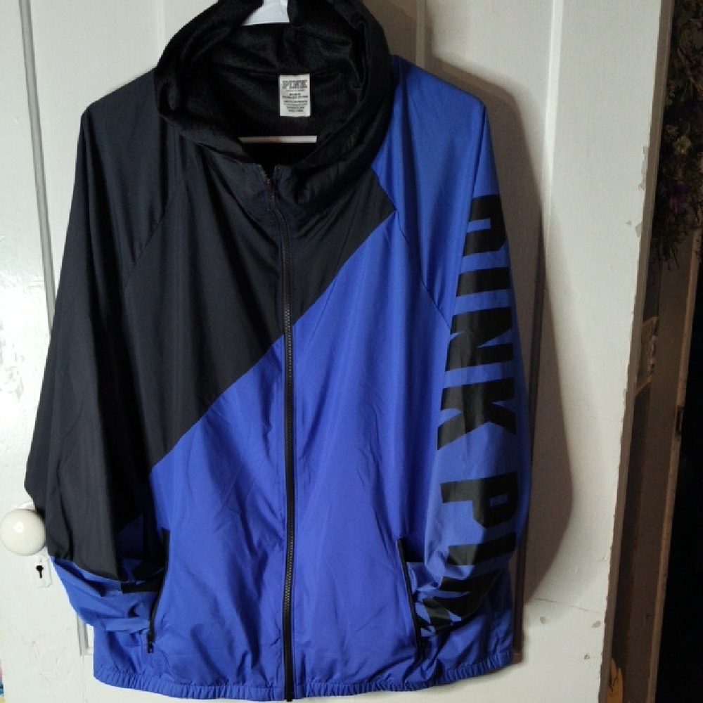 PINK Victoria's Secret M/L Colorblock Jacket - Black and Blue
